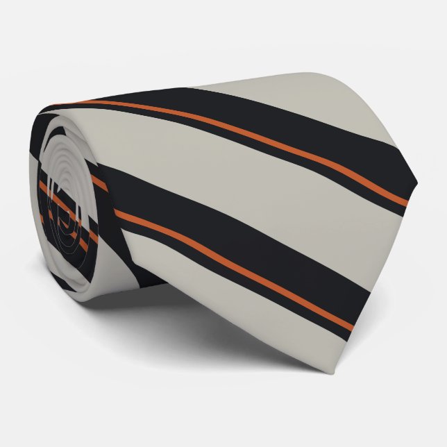 Gravata Bandas de Cinzas Vermelhas Laranja de Marinho Prof (Rolled)