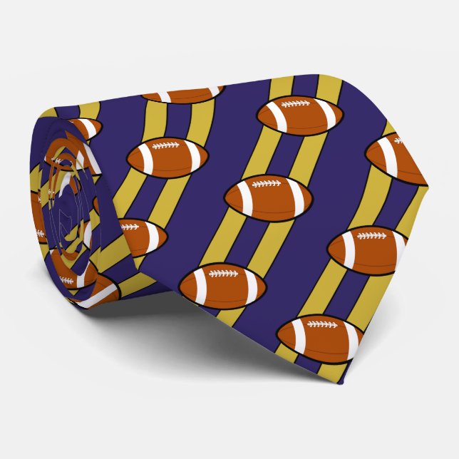 Gravata Bandas De Pescoço De Futebol Azul E Dourado/Amarel (Rolled)