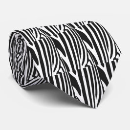 Gravata Bandas de Zebra Negra e Branca