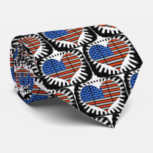 Gravata Bandeira Americana com Forma de Coração Patriótica