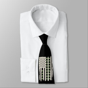 Gravata Bandeira Americana com Shamrocks para St Patricks