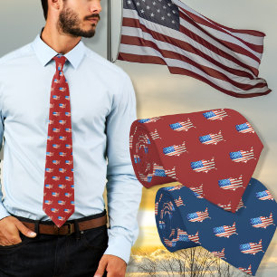 Gravata Bandeira Americana Estrelas e Stripes Patriótica