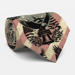 Gravata Bandeira Americana Grunge Águia Careca Patriótica