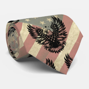 Gravata Bandeira Americana Grunge Águia Careca Patriótica