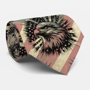 Gravata Bandeira Americana Grunge Águia Careca Patriótica