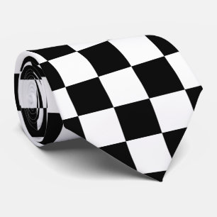 Gravata Bandeira Checkered preto e branco
