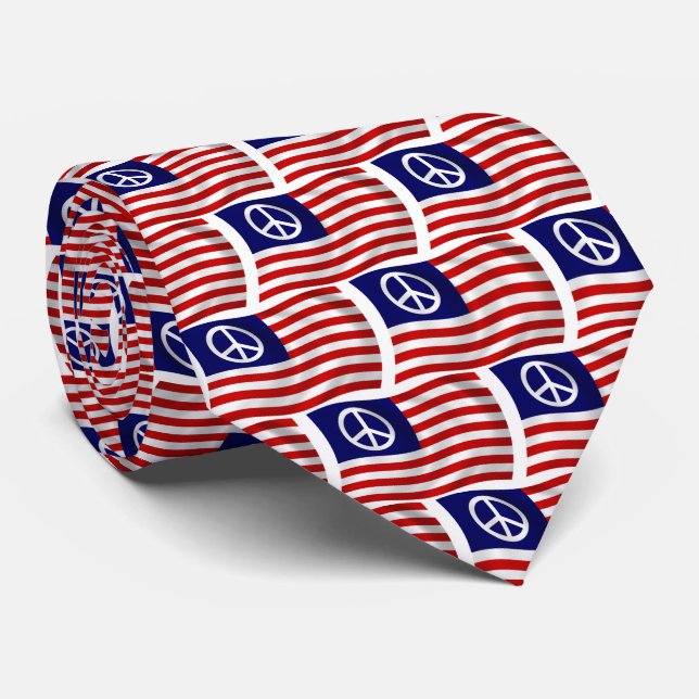 Gravata Bandeira com Símbolo da Paz dos EUA (Rolled)