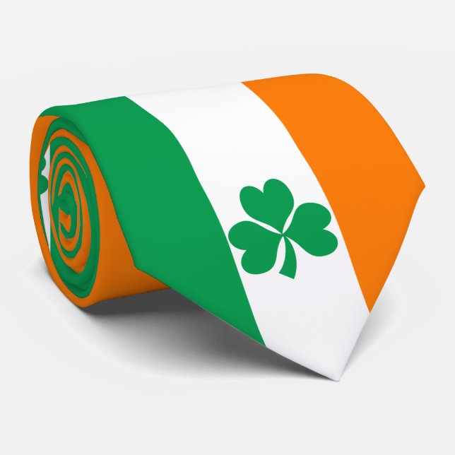 Gravata Bandeira da Irlanda Shamrock (Rolled)