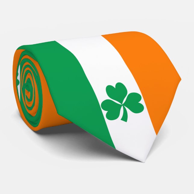 Gravata Bandeira da Irlanda Shamrock (Rolled)