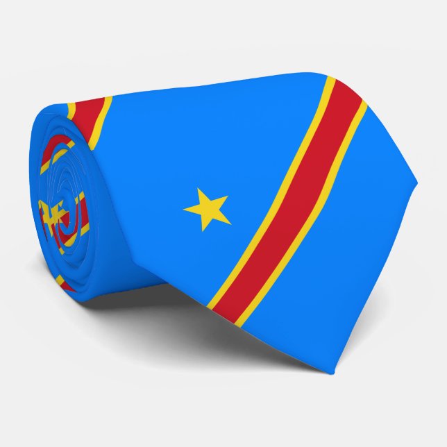 Gravata Bandeira da Kinshasa do Congo (Rolled)