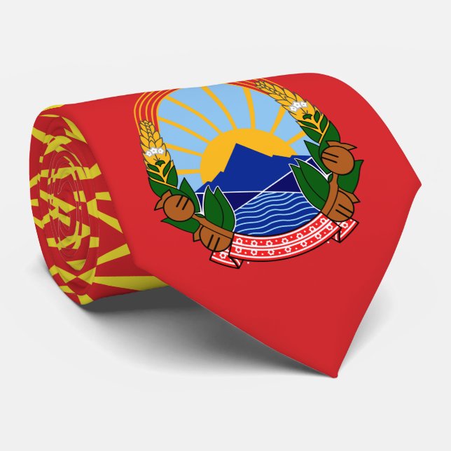 Gravata Bandeira da Macedônia e emblema nacional, Macedôni (Rolled)