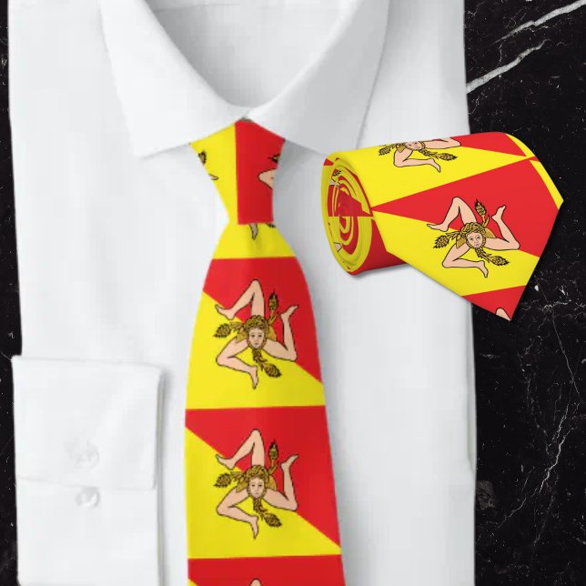 Gravata Bandeira da Sicília Trinacria Amarelo & Vermelho (Criador carregado)