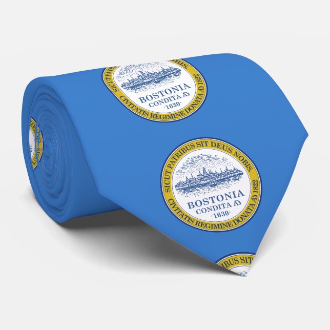Gravata Bandeira de Boston, Massachusetts Tie (Rolled)