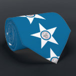 Gravata Bandeira de Houston, Texas Neck Tie<br><div class="desc">Amarre com bandeira de Houston,  Texas; bandeira azul com selo de Houston numa estrela branca,  com ilustração de um trem</div>
