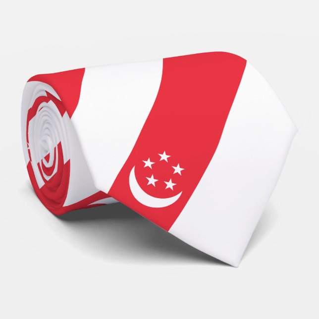Gravata Bandeira de Singapura (Rolled)