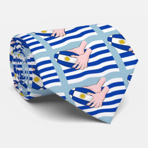 Gravata Bandeira do Uruguai com bola de râguebi