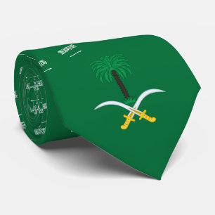 Gravata Bandeira e emblema da Arábia Saudita