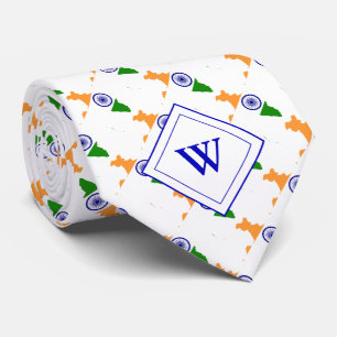 Gravata BANDEIRA INDIANA monograma da Índia