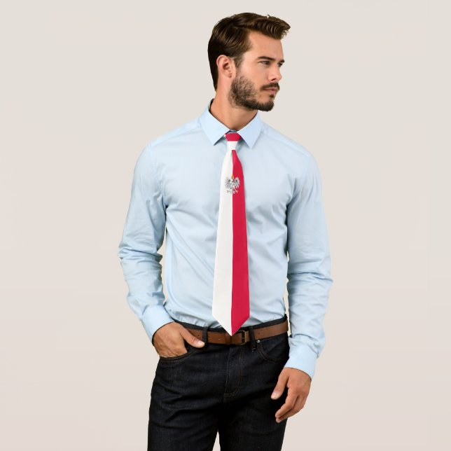 Gravata Bandeira polonesa e Polônia de águia, empresa/espo (In Situ)