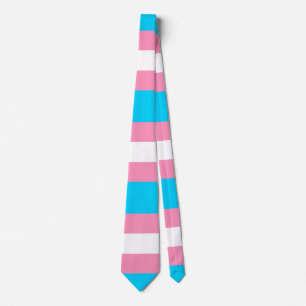 Gravata Bandeira Transgênero LGBTQIA+ Rosa, Azul e Branc