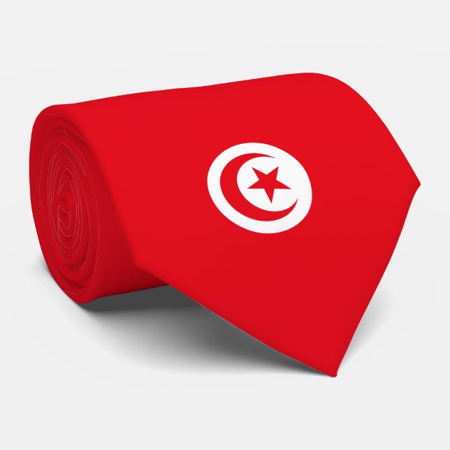 Gravata Bandeira Tunisina (Tunísia) (Crescente Islâmica) (Rolled)