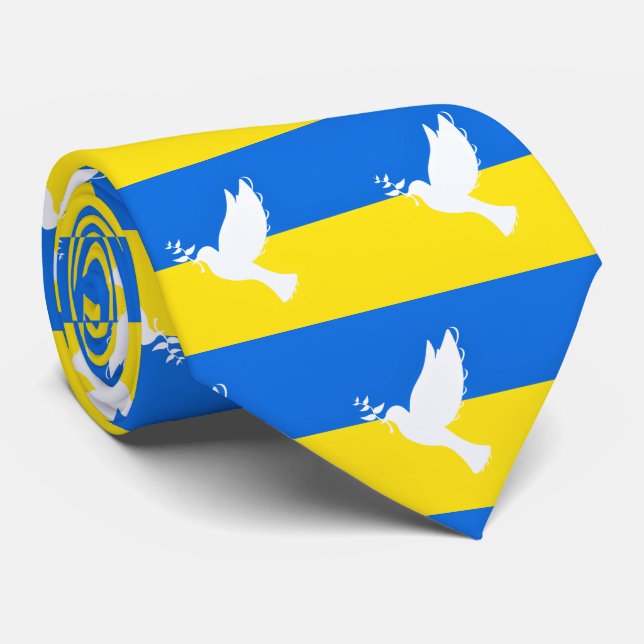 Gravata Bandeira ucraniana - Dove of Peace - Peace for Ucr (Rolled)
