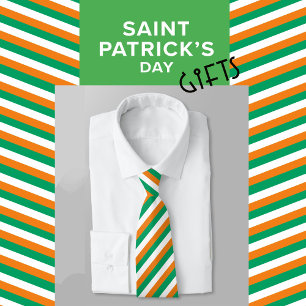 Gravata Bandeira Verde-Laranja Moderna - Bandeira Irlandes