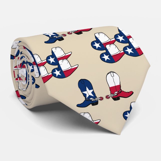 Gravata Bandeiras E Chapéus Do Texas Flag Impressão (Rolled)