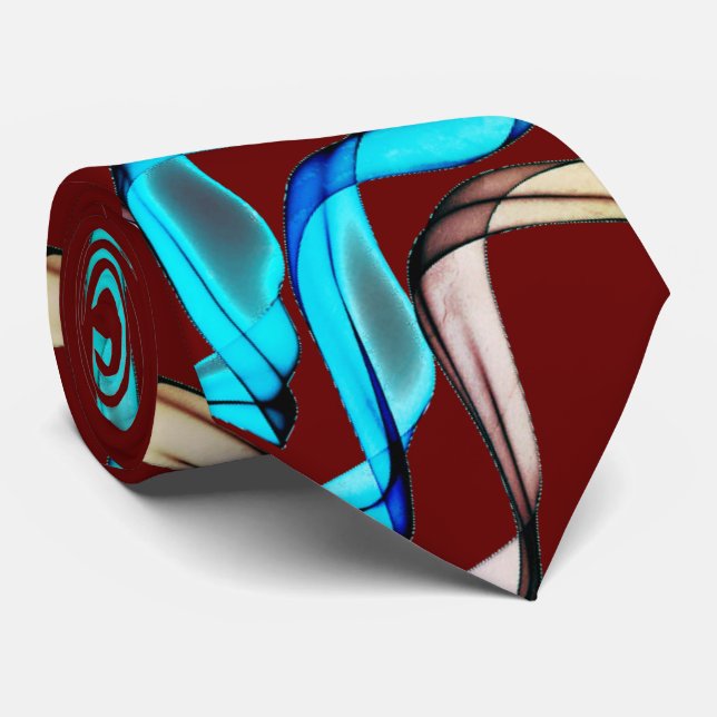 Gravata Bandejas Azuis e Tan na Borgonha (Rolled)