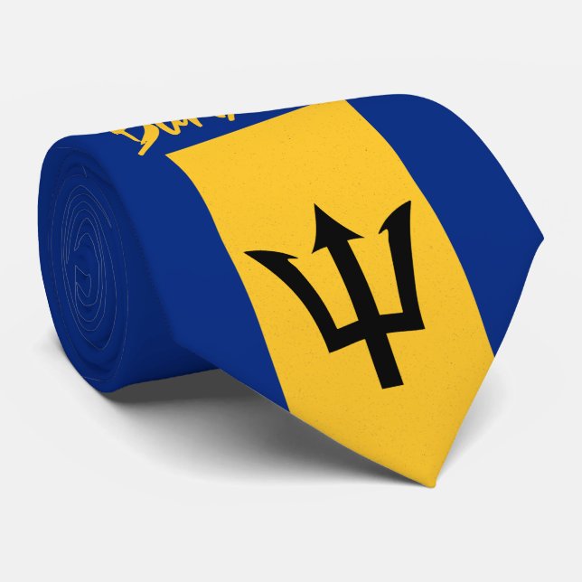 Gravata Barbados Bajan Flag Caribe Barbadiano (Rolled)