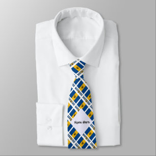 Gravata Barbados e Bandeira Barbadiana com seu nome