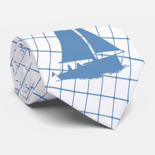 Gravata Barco de vela à vela no colo azul