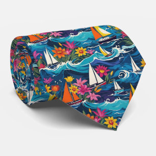 Gravata Barcos à vela no Oceano Ondas Tropicais
