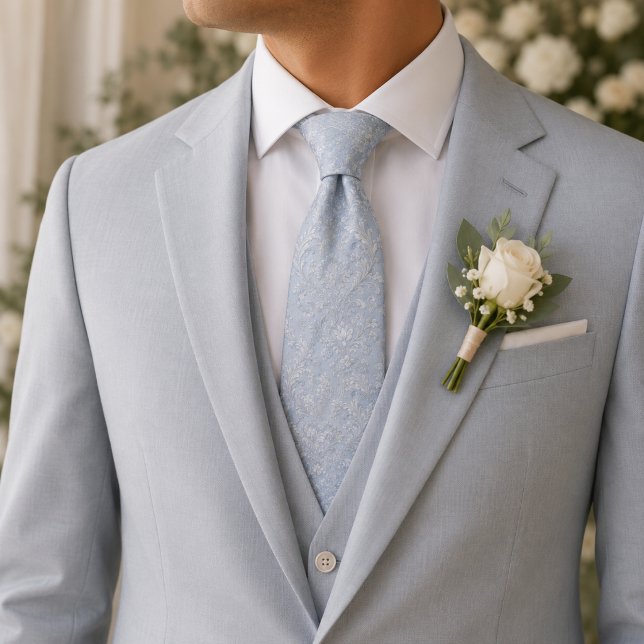 Gravata Baroque Floral Azul Pó (Criador carregado)