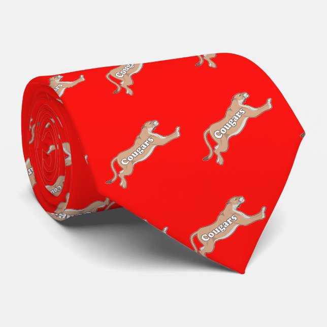 Gravata Baseball de futebol de Mascot da Equipe Cougar (Rolled)