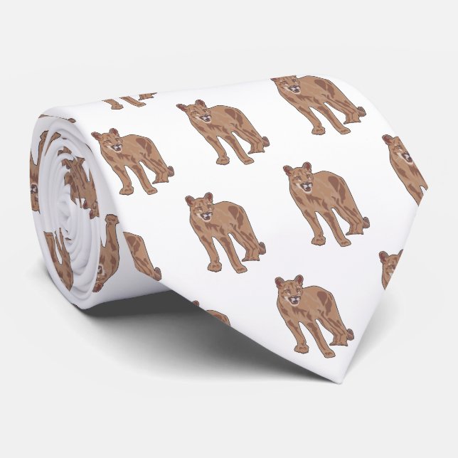 Gravata Baseball de futebol de Mascot da Equipe Cougar (Rolled)