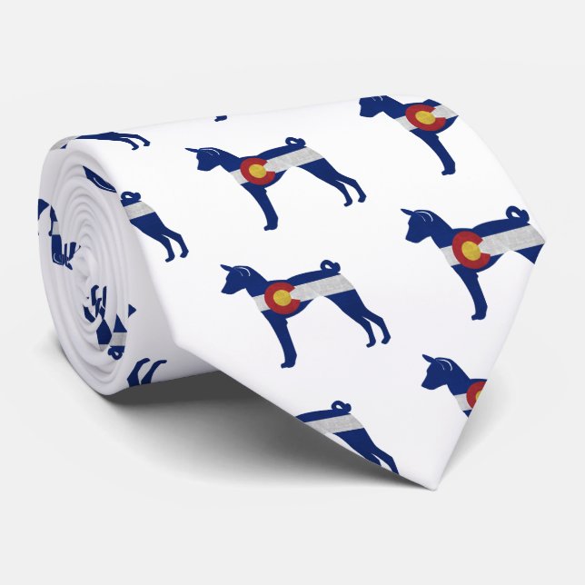 Gravata Basenji Dog Breed Colorado Flag Silhouette (Rolled)