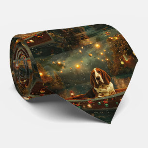 Gravata Basset Hound Christmas Festive Voyage