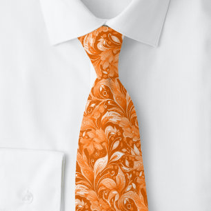 Gravata Batik Botânico Laranja Queimado