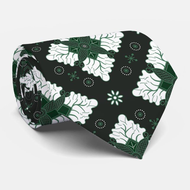 Gravata Batik étnico verde damasco sem emendas (Rolled)