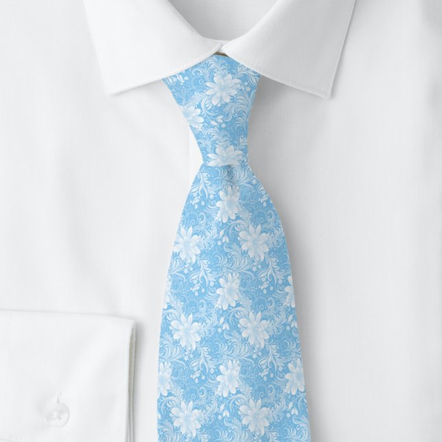 Gravata Batik Floral Azul Bebê (Criador carregado)