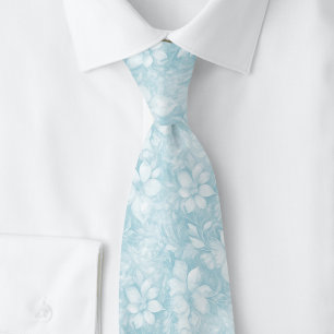 Gravata Batik Floral Azul Sereno
