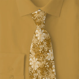 Gravata Batik Floral Caramelo