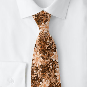Gravata Batik Floral Castanha