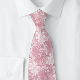 Gravata Batik Floral Rosa Empoeirada