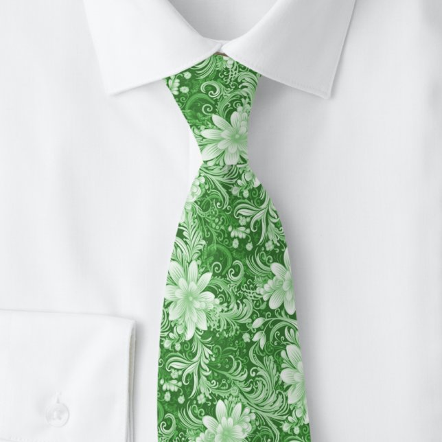 Gravata Batik Floral Verde Floresta (Criador carregado)