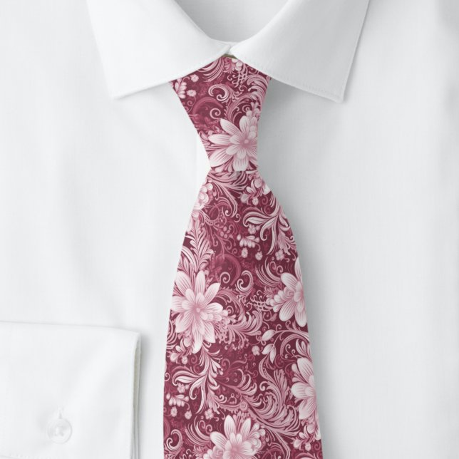 Gravata Batik Floral Vinho Empoeirado (Criador carregado)