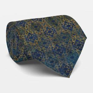 Gravata Batik Scroll Midnight Blue Tie