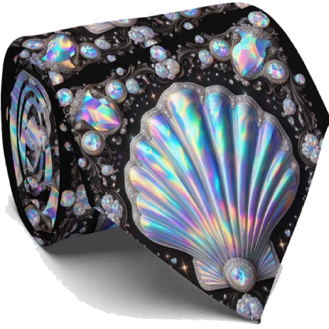 Gravata Beach Lovers Tie | Opal Diamond Seashell Pattern (Criador carregado)