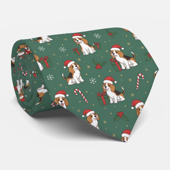 Gravata Beagle dog Christmas Pattern (Rolled)